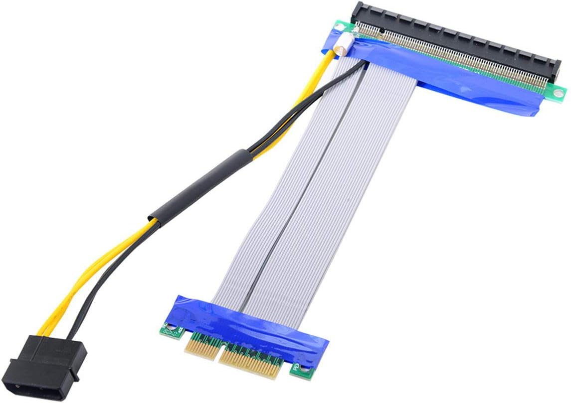 PCI-E Express 4X to 16x Riser Card Adapter with 4pin Power 15cm Pack of 2 P6939