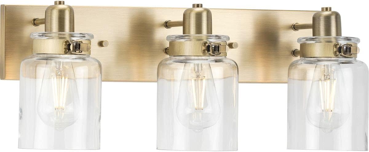 3-Light Clear Glass Farmhouse Bath Vanity Light R3961