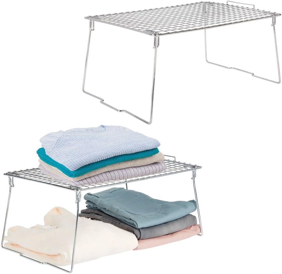 Metal Stackable 2-Tier Storage Shelf, 2 Pack S2520