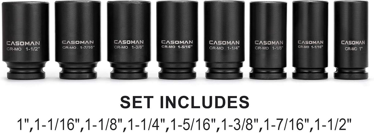 3/4 Drive Deep Impact Socket Set, 8 Piece Set, SAE Sizes V66140