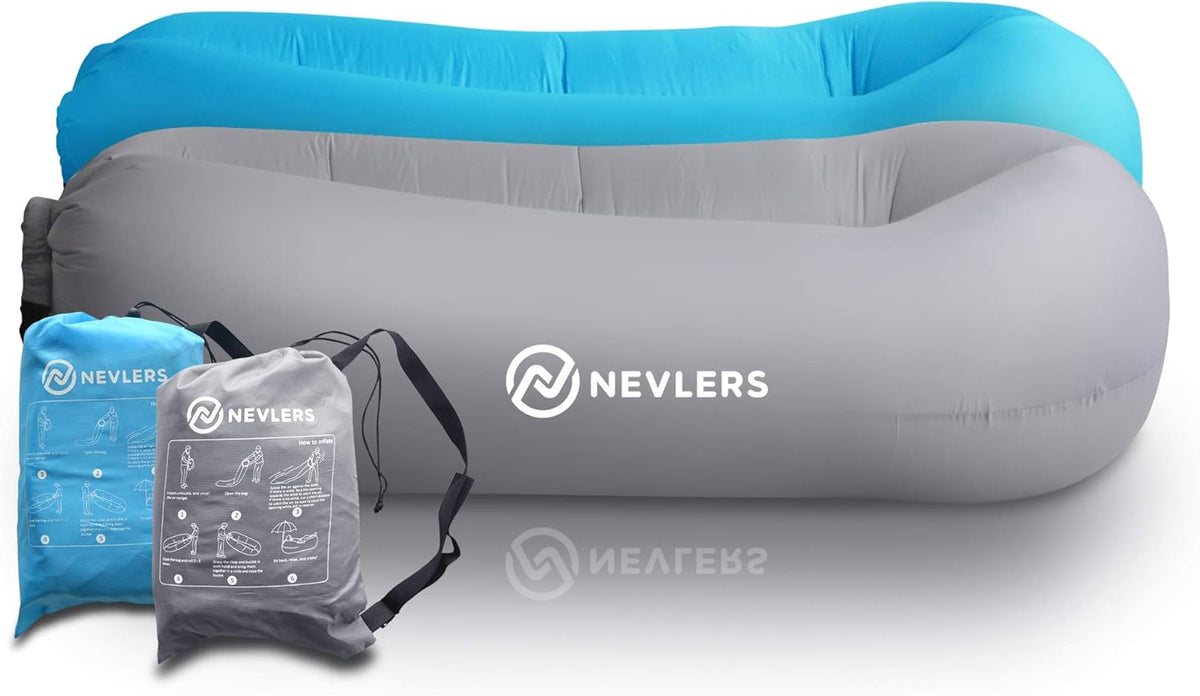 2 Pack Inflatable Loungers with Side Pockets and Travel Bags Z220