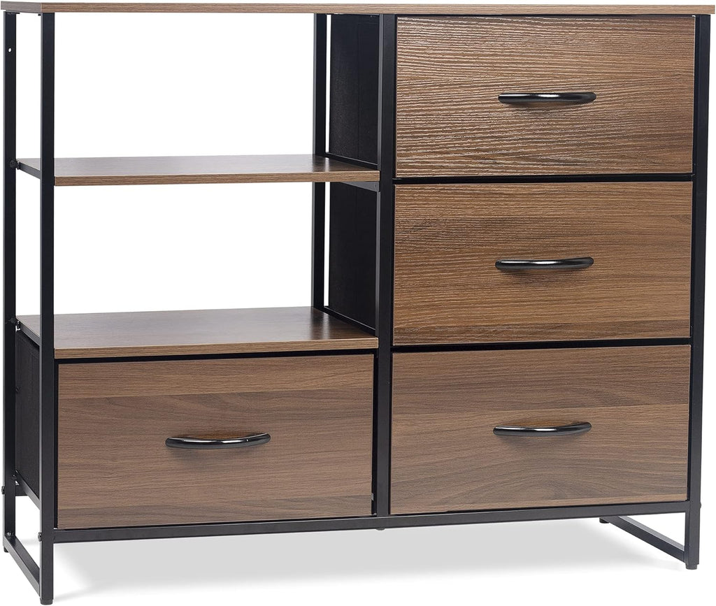 Rustic Brown Fabric 4 Drawer Storage Dresser Y3347