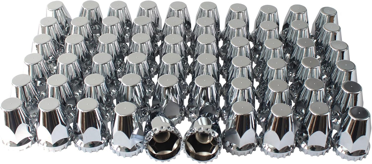 33mm Chrome ABS Plastic Screw on Lug Nut Covers Caps with Flange (40) D3809