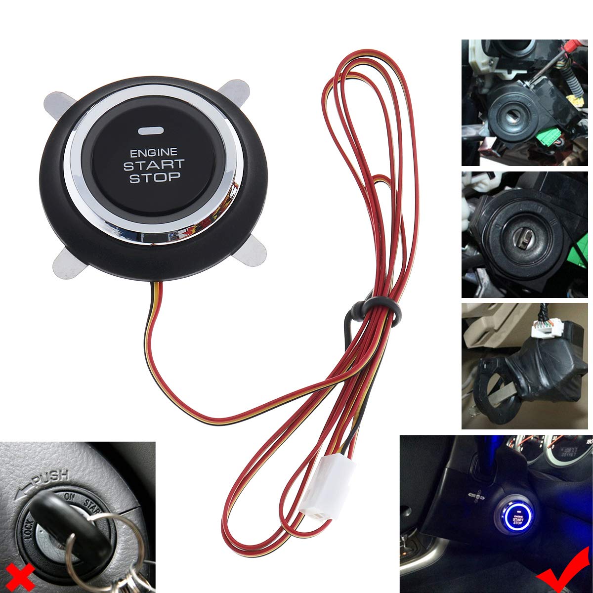 Car Keyless Entry Security Alarm System Remote Engine Starter Push to Start Stop Ignition Button Pack of 2 H5266