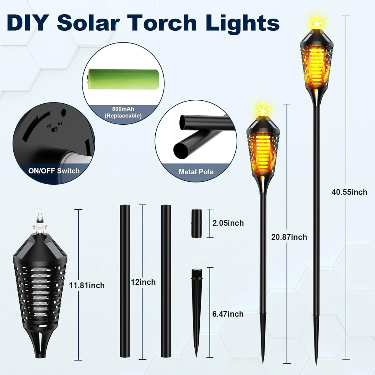 Waterproof LED Solar Torch Lights with Flickering Flame, 4 Pack H25061