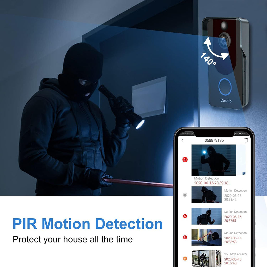 WiFi Video Doorbell Camera 1080P HD Night Vision IP65 Waterproof F645