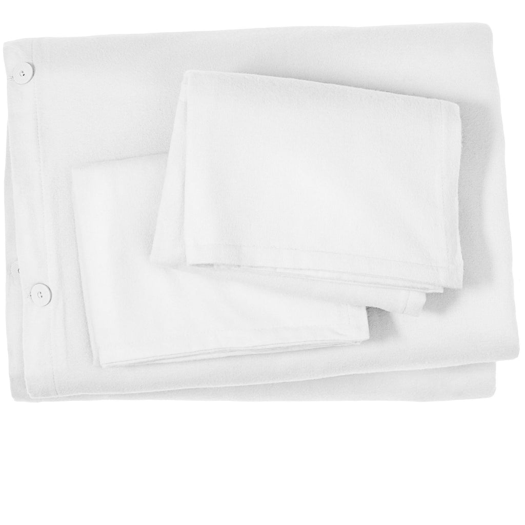 100% Cotton Flannel Duvet Cover & Sham Set White King F6663