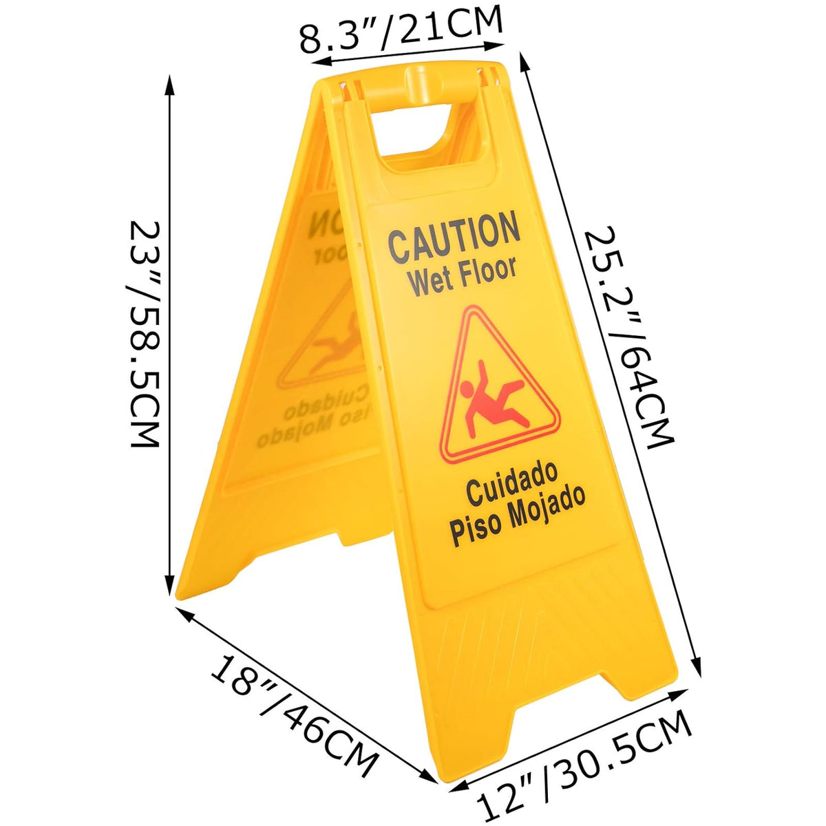 12 Pack 25-Inch Yellow Double Sided Fold-Out Wet Floor Sign A771900