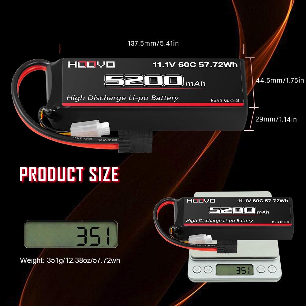 11.1V 3S LiPo Battery 5200mAh 60C 2 Packs I5732
