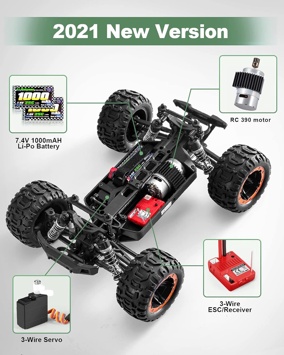 High-Speed Remote Control RC Truck with 2 Rechargeable Batteries L43169