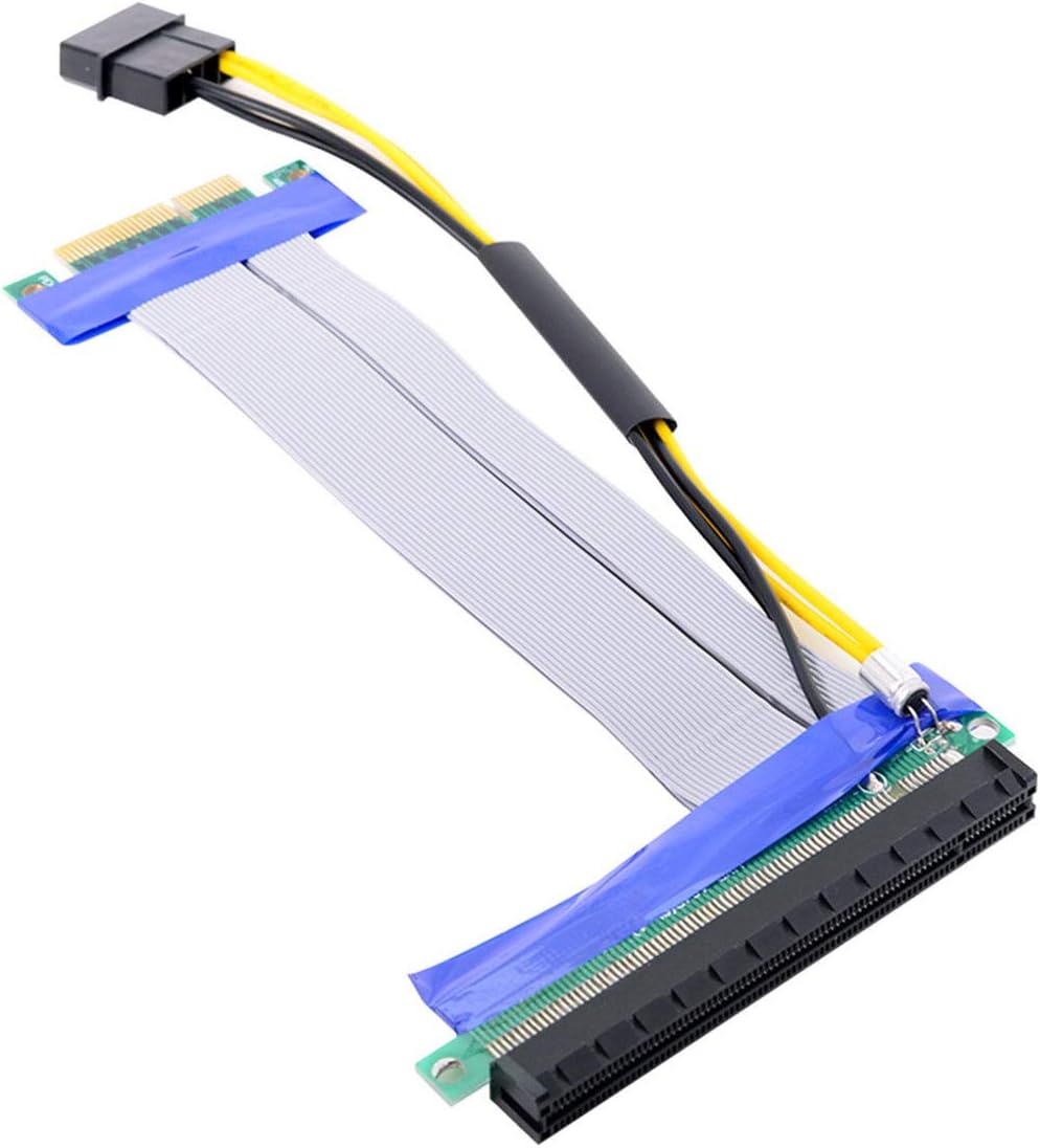 PCI-E Express 4X to 16x Riser Card Adapter with 4pin Power 15cm Pack of 2 P6939