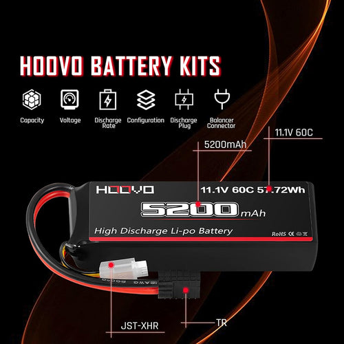 11.1V 3S LiPo Battery 5200mAh 60C 2 Packs I5732