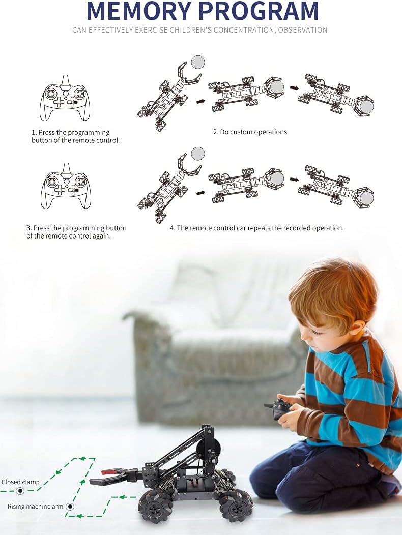 Smart Robot Arm Kit 2-in 1 Science Kits 4-DOF Robotic Car M5366