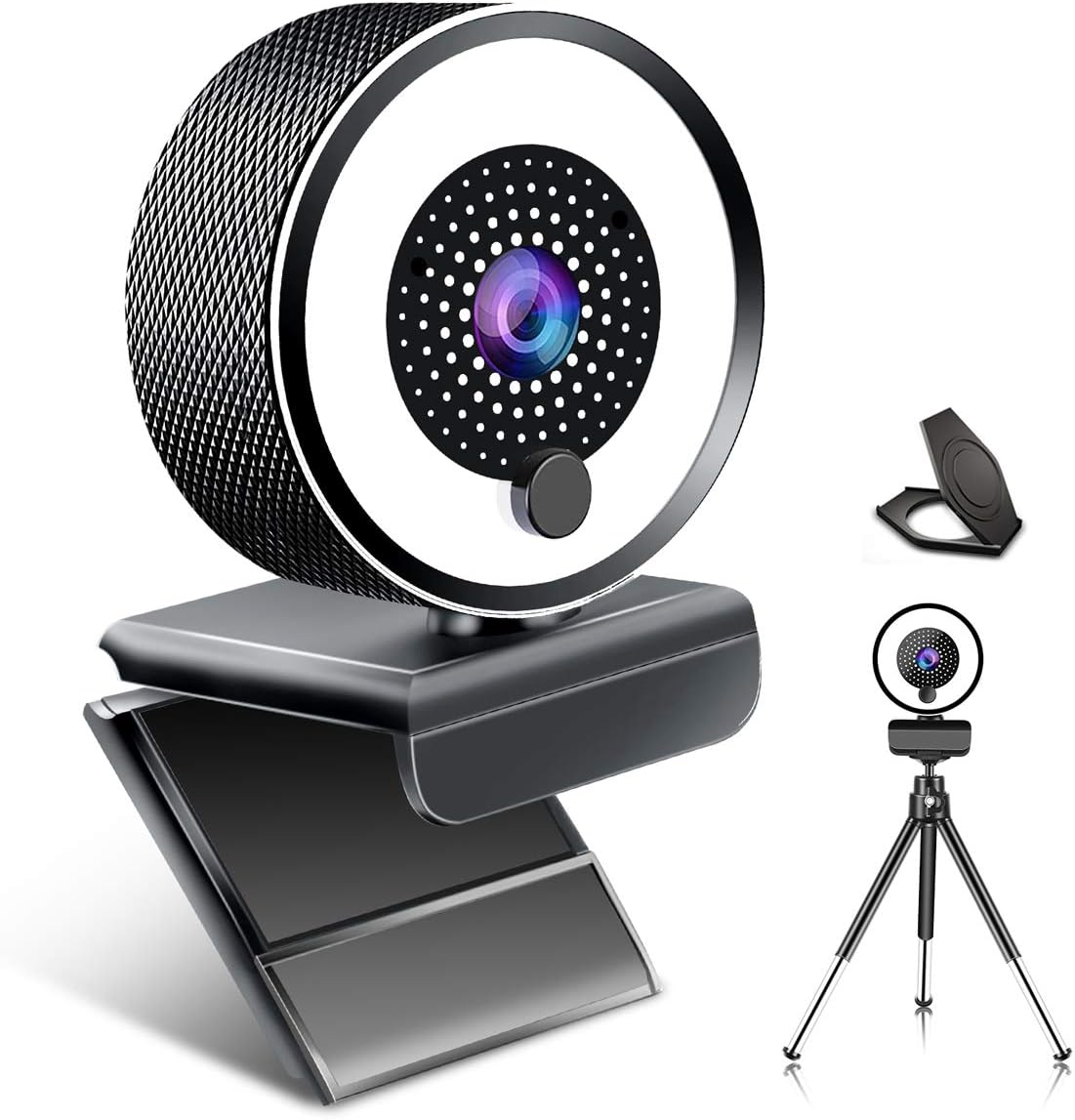 2K FHD Webcam with Ring Light and Microphone N657279