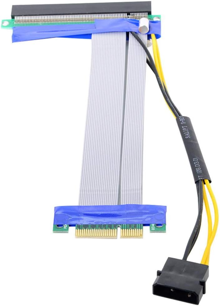 PCI-E Express 4X to 16x Riser Card Adapter with 4pin Power 15cm Pack of 2 P6939