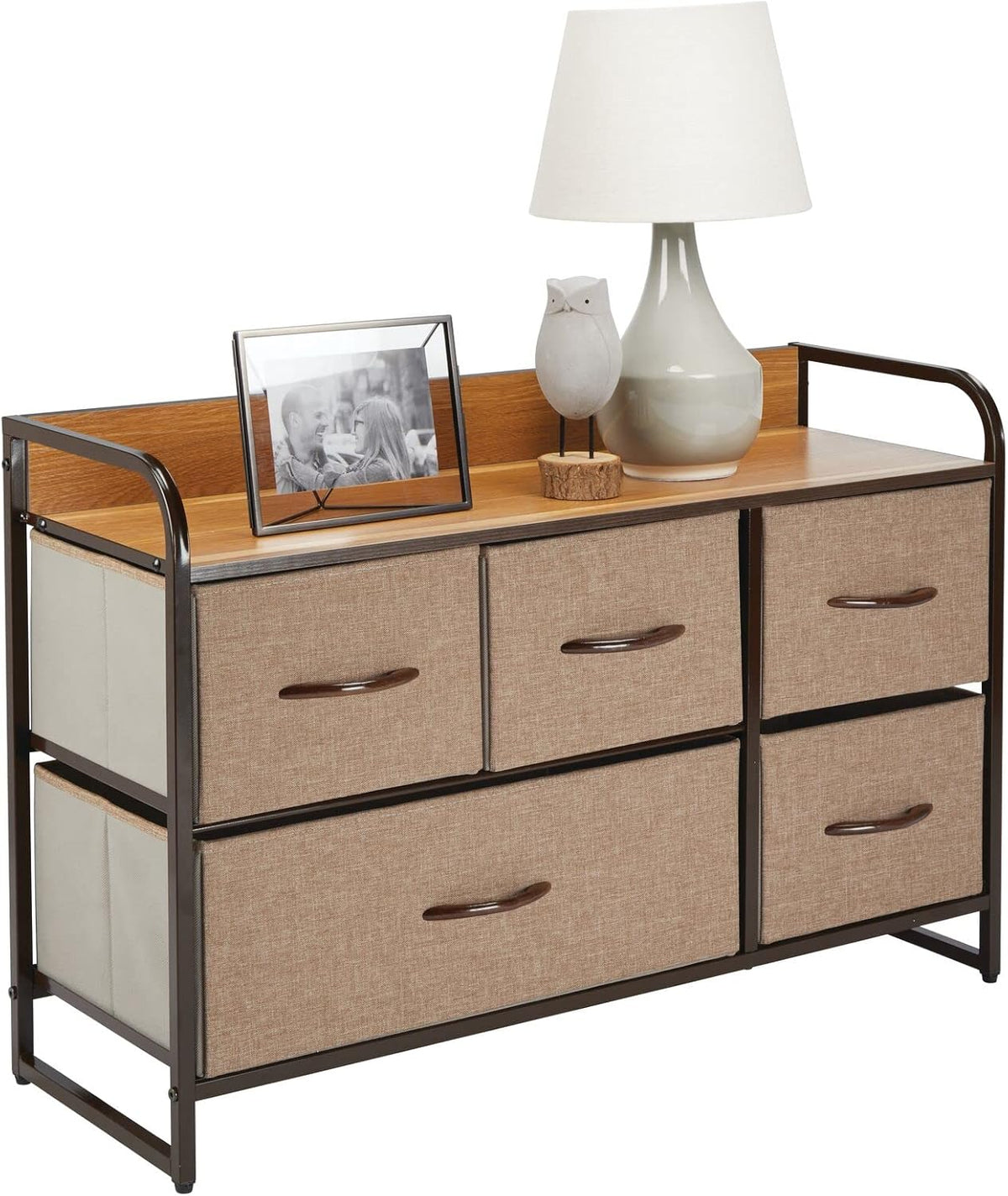 Horizontal Storage Dresser Unit with 5 Removable Fabric Drawers H985