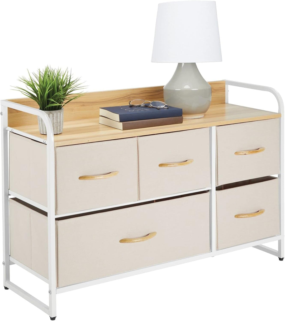 Horizontal Storage Dresser Unit with 5 Removable Fabric Drawers H985