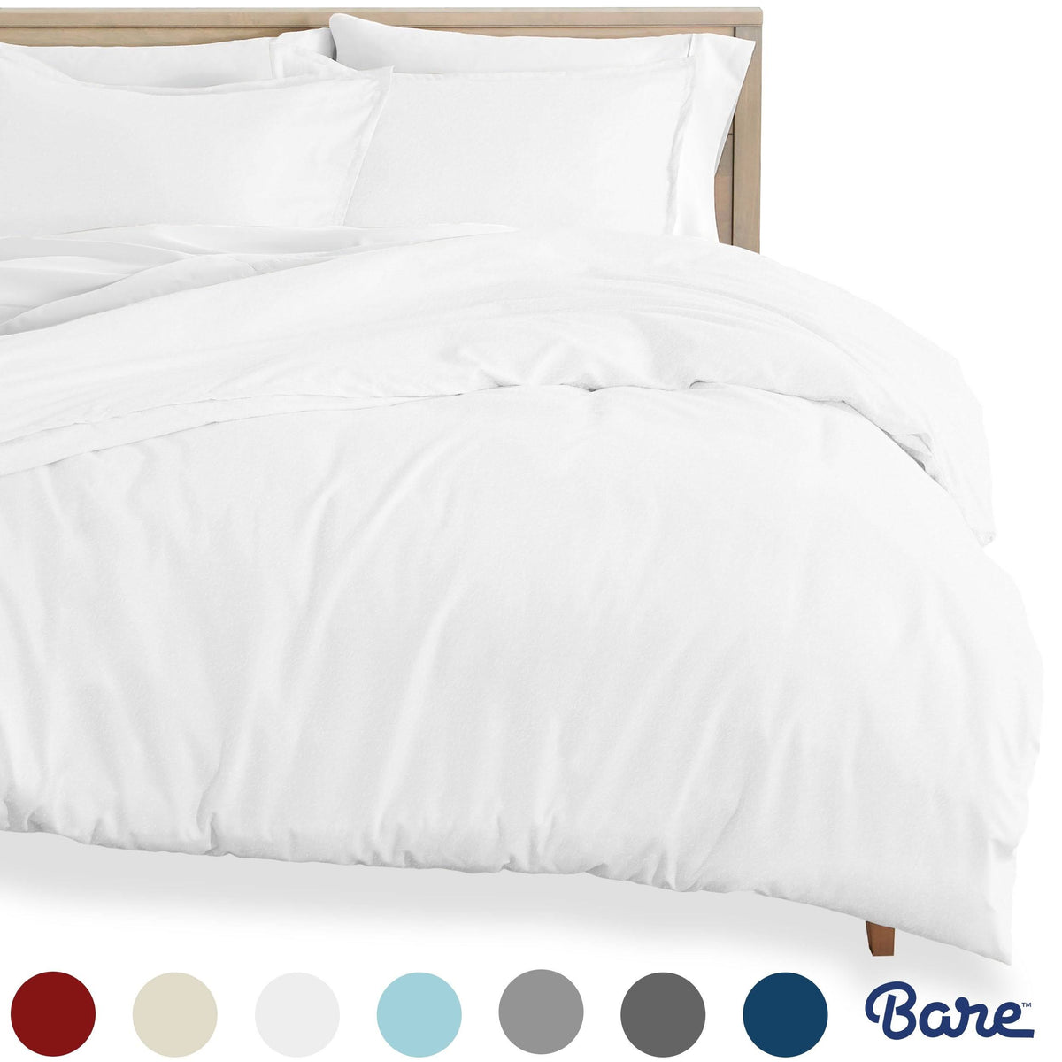 100% Cotton Flannel Duvet Cover & Sham Set White King F6663