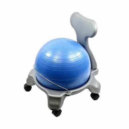 15 inch Plastic Exercise Ball Chair with Back and Wheels, Blue W6040