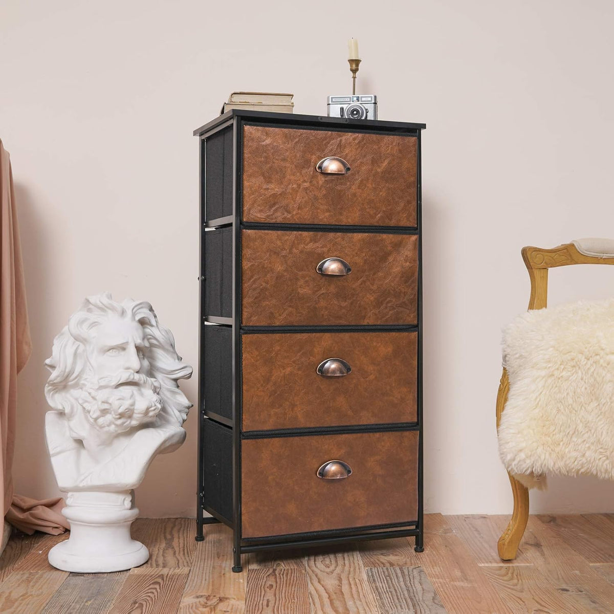 4 Drawer Fabric Dresser Storage Tower S195