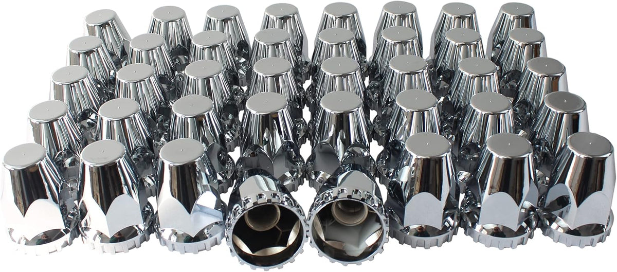 33mm Chrome ABS Plastic Screw on Lug Nut Covers Caps with Flange (40) D3809