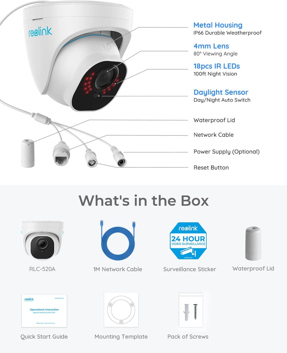 5MP PoE Outdoor Security Camera System Pack of 2 U788502