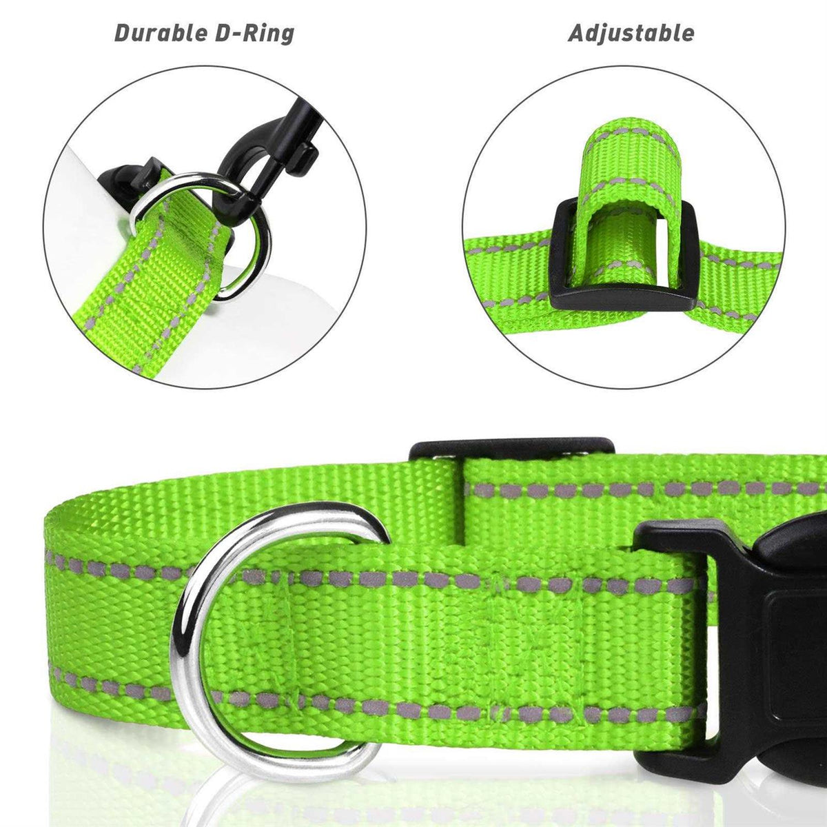 Reflective Nylon Adjustable Dog Collar with Quick Release Buckle H38400
