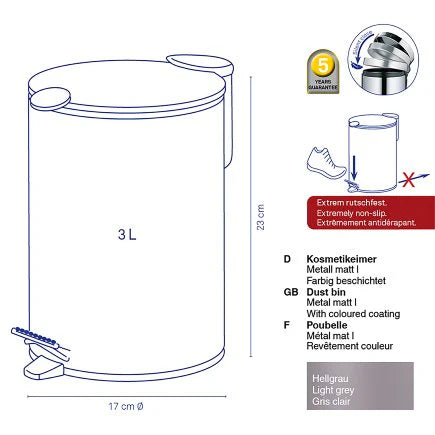 Light Grey 3L Dust Bin Mats S567320