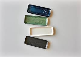 Stoneware Dish 14x38cm Black, Dark Blue O7110