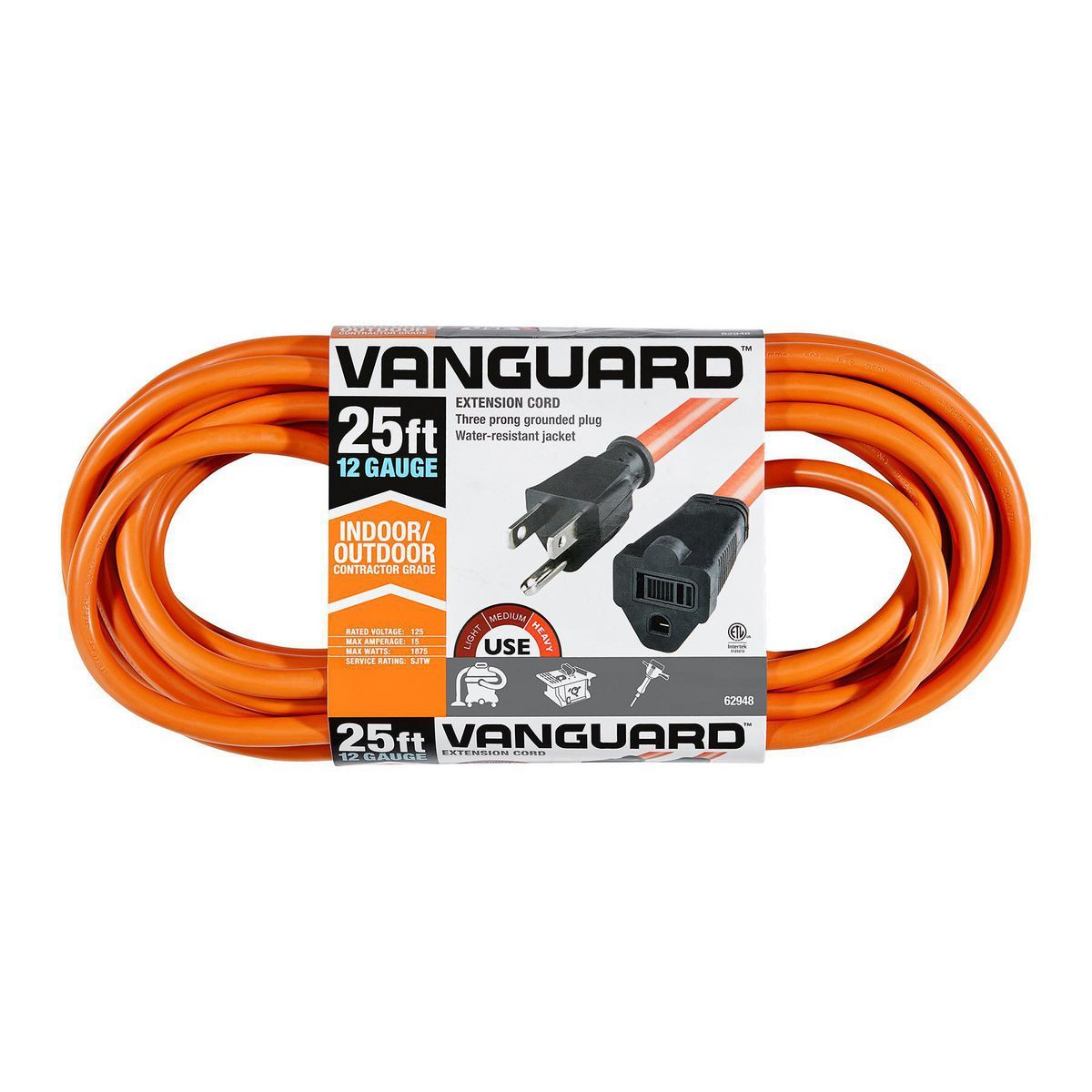25 ft. 12/3 Gauge Outdoor Extension Cord, Orange O241