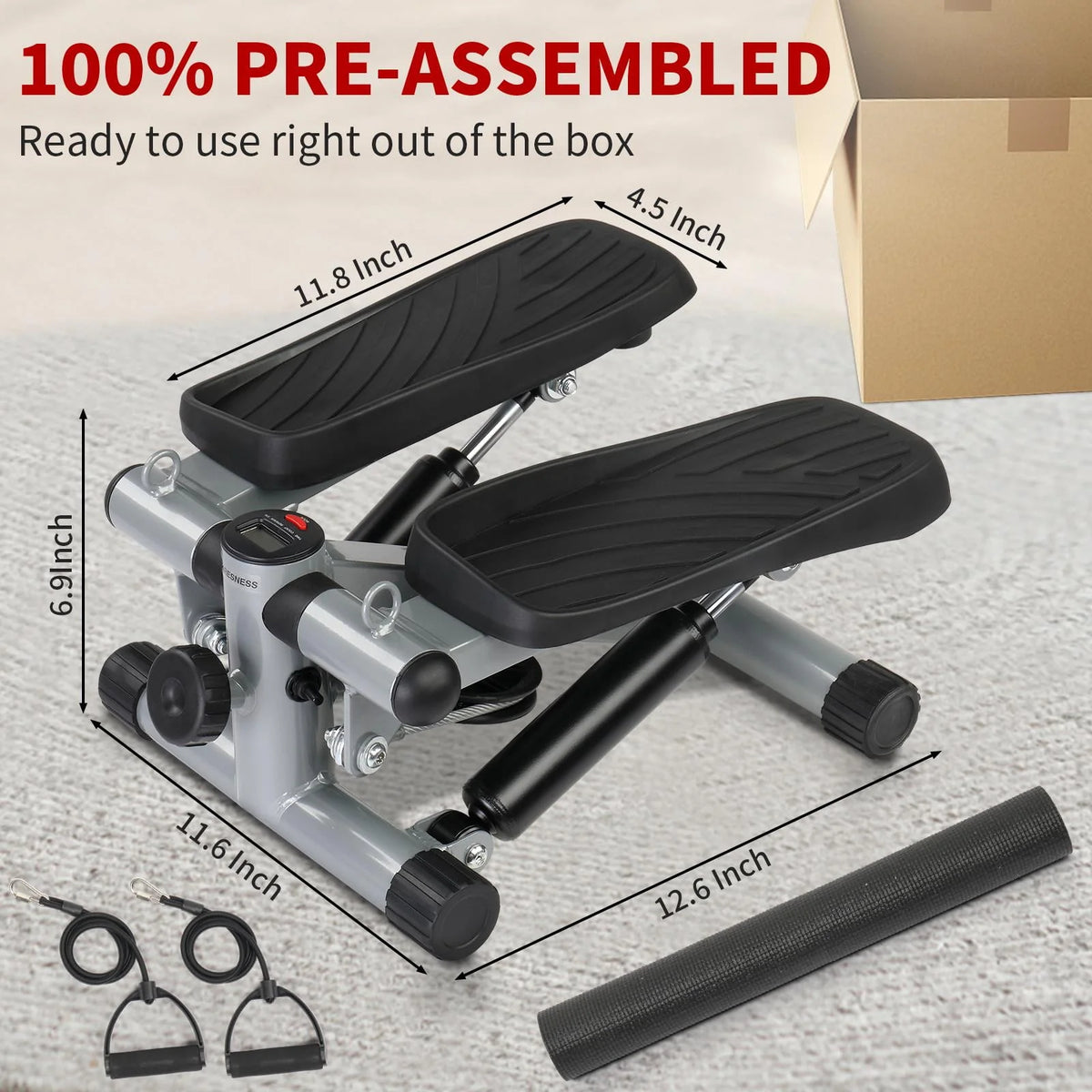 Mini Air Aerobic Stepper with LCD Display & Resistance Bands M1361