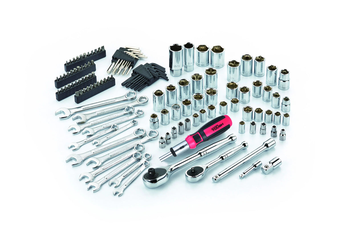 137 PC Metric & SAE Tool Set with Hex Keys, Wrenches, Ratchet Bit Driver, Sockets Q7299