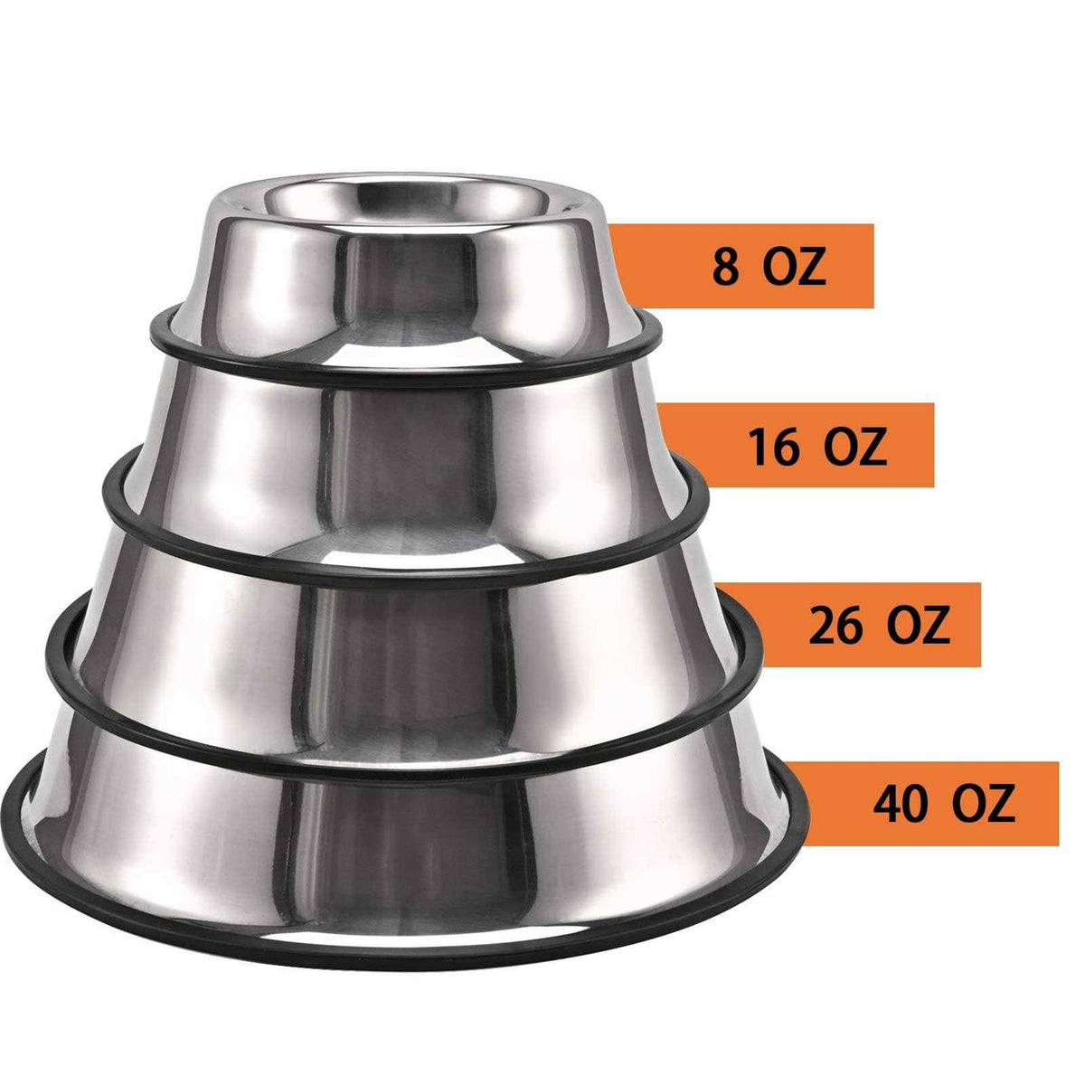 2 Packs Stainless Steel Dog Bowl with Anti-Skid Rubber Base H579
