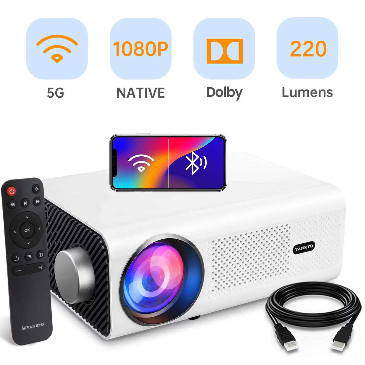 Native 1080P Mini Projector with Bluetooth Z9836