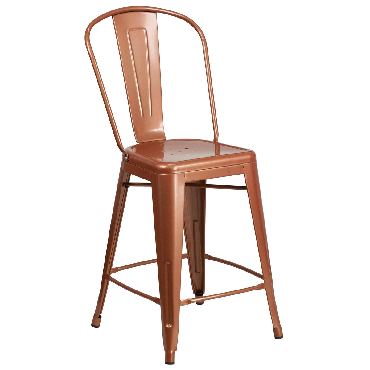 24 in. High Metal Indoor/Outdoor Counter Height Stool with Back A665