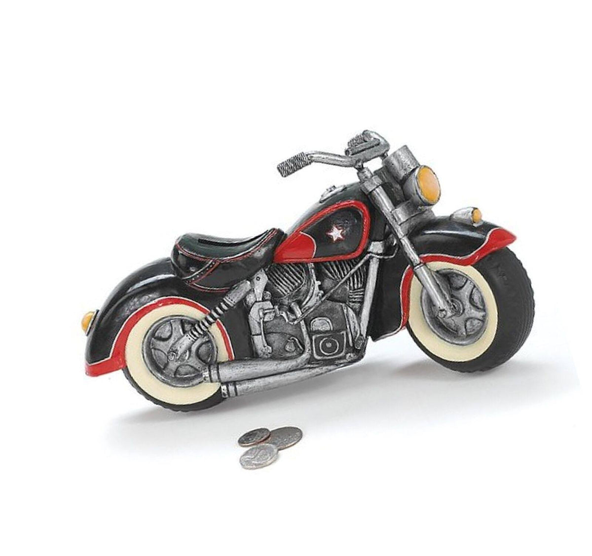 Black & Red Motorcycle Shaped Piggy Bank G9520