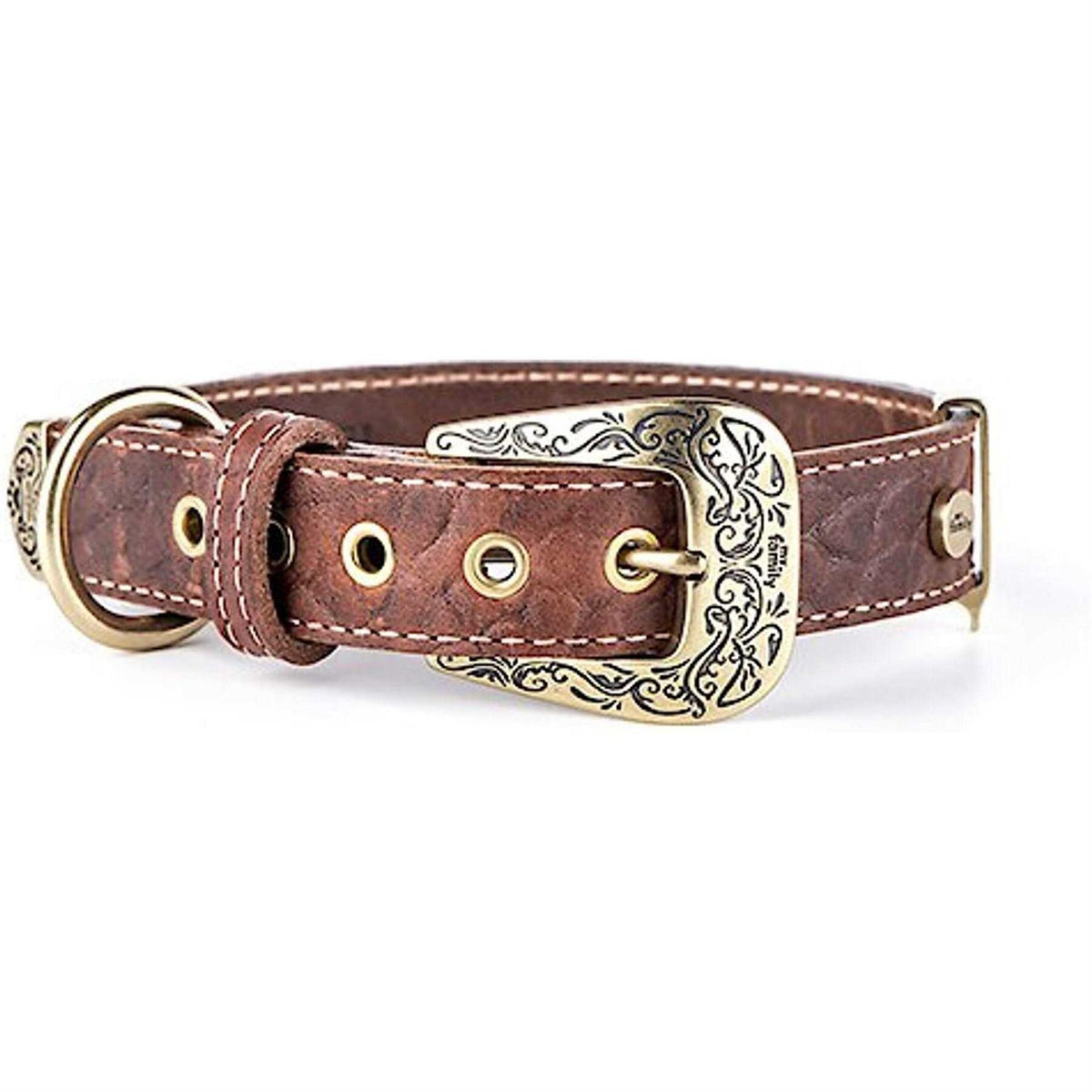 Genuine Embossed Italian Leather Dog Collar Y924