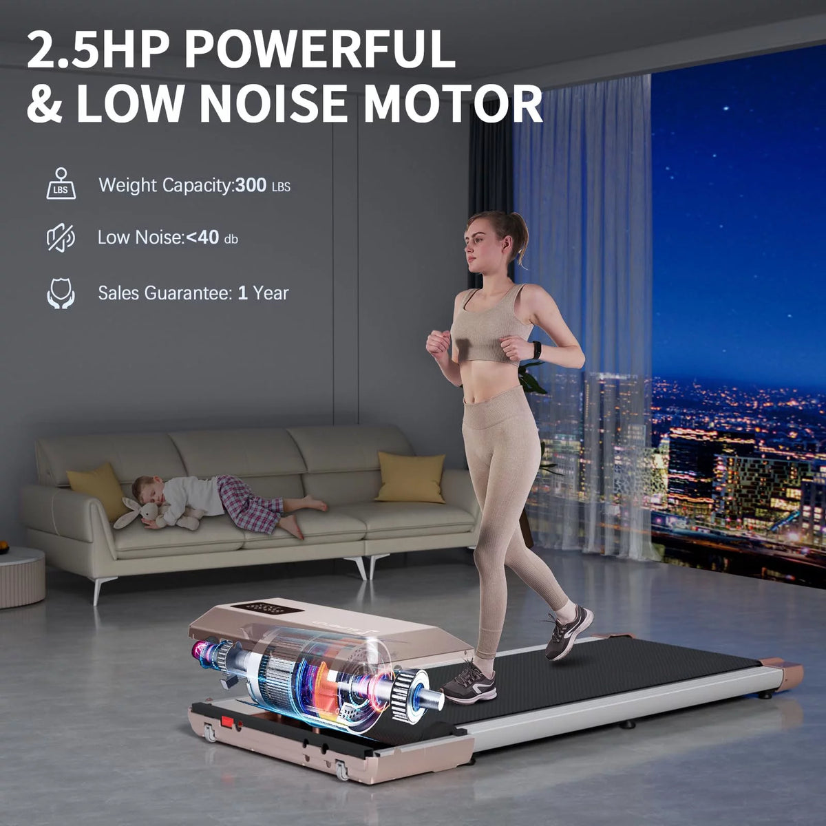 2.5Hp Ultra-Quiet Walking Pad Treadmill with Remote Control L6075