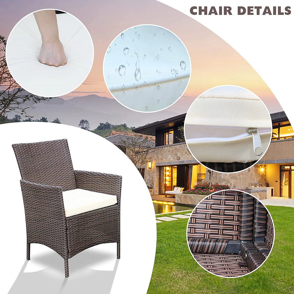 3 Pieces Beige Rattan Wicker Outdoor Furniture Set O375