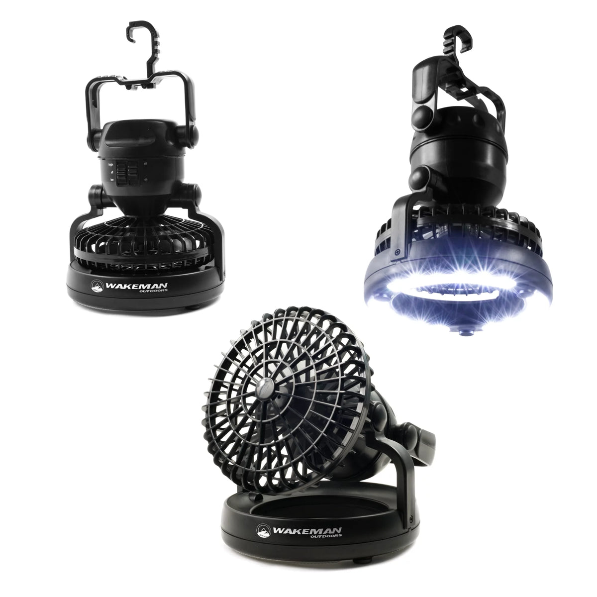 Weather-Resistant Camping Lantern with Ceiling Fan and 18 LED Bulbs S5105