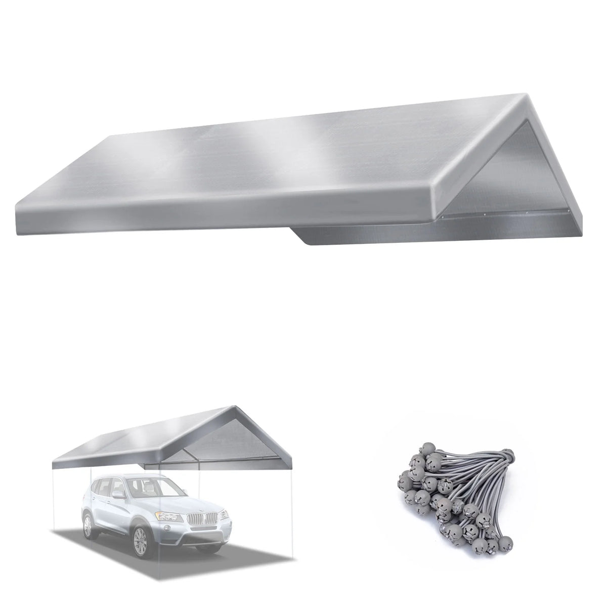 10'x20' Carport Replacement Canopy Cover with Ball Bungees Y32815