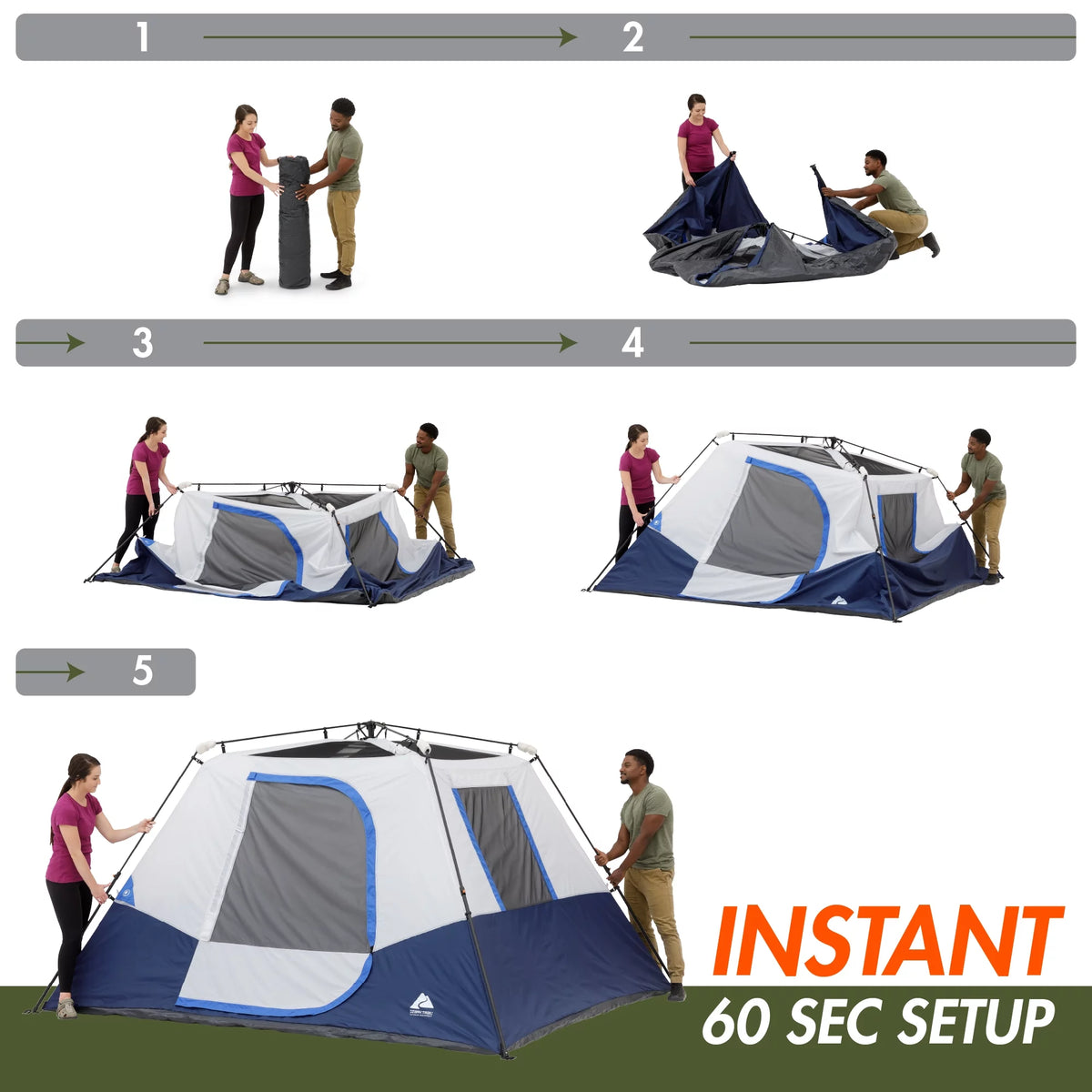 10' x 9' 6-Person Instant Cabin Tent with LED Lighted Hub B20067