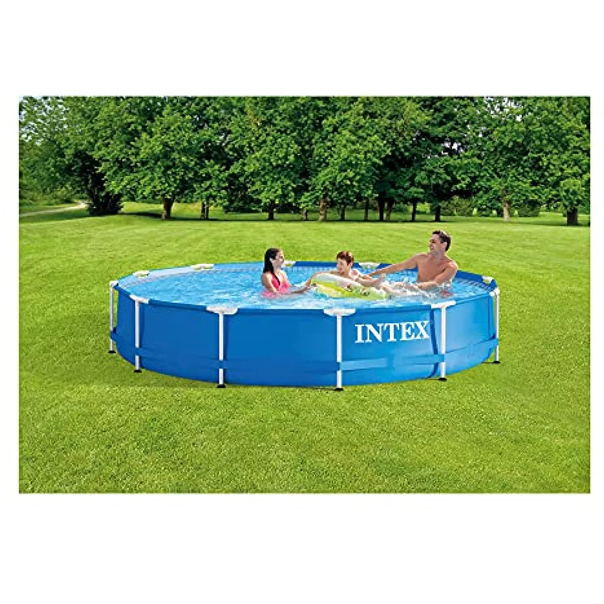 12 Ft x 30 Inches Metal Frame Above Ground Swimming Pool with Filter & Cover Y148418