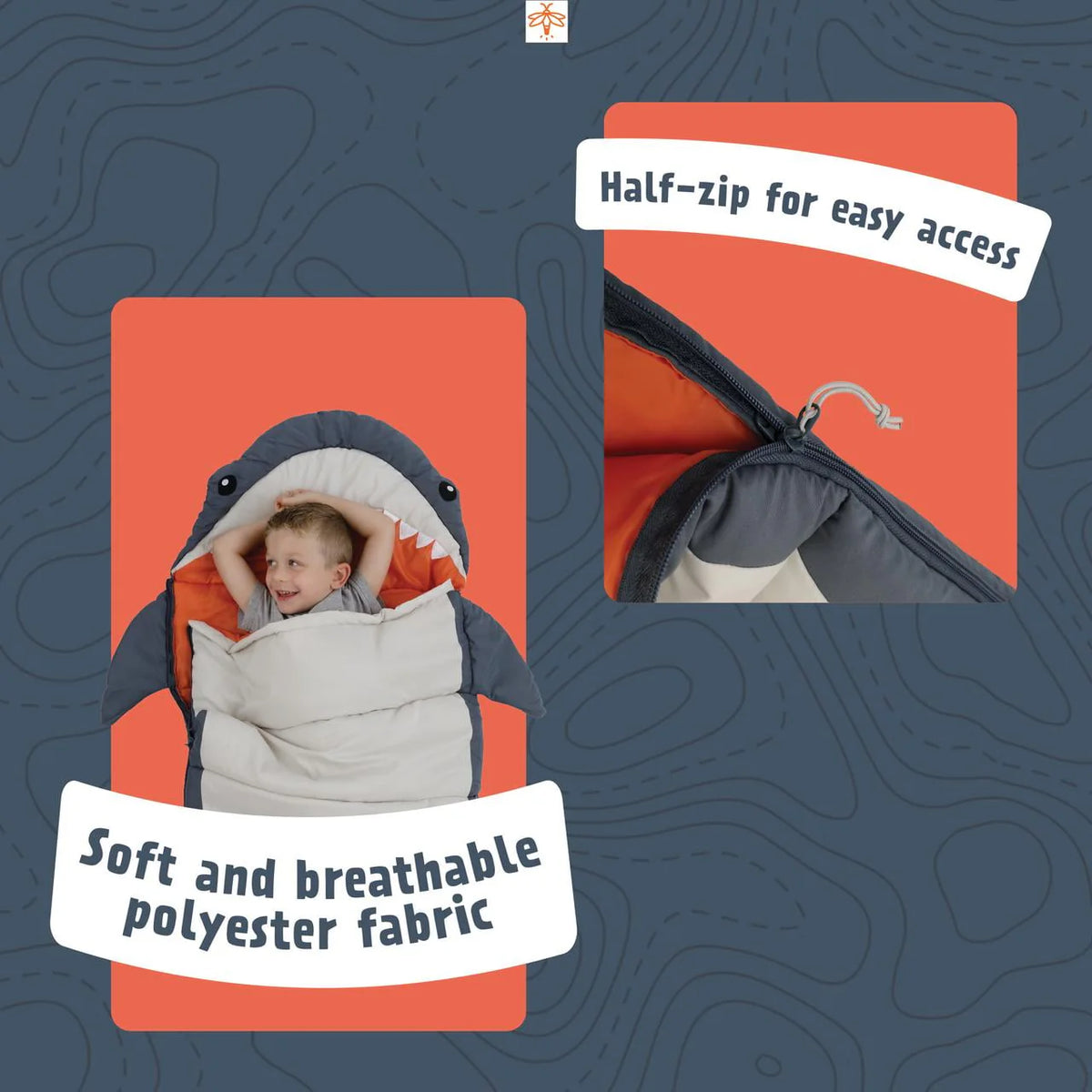 Kids Sleeping Bag Navy Gray Y286359