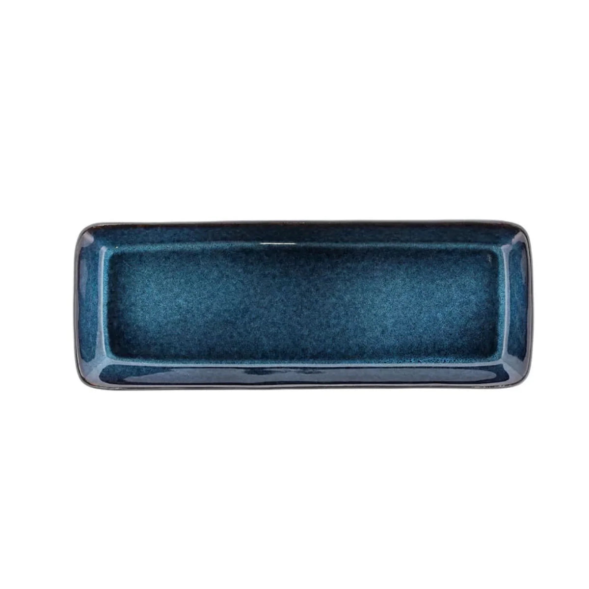 Stoneware Dish 14x38cm Black, Dark Blue O7110