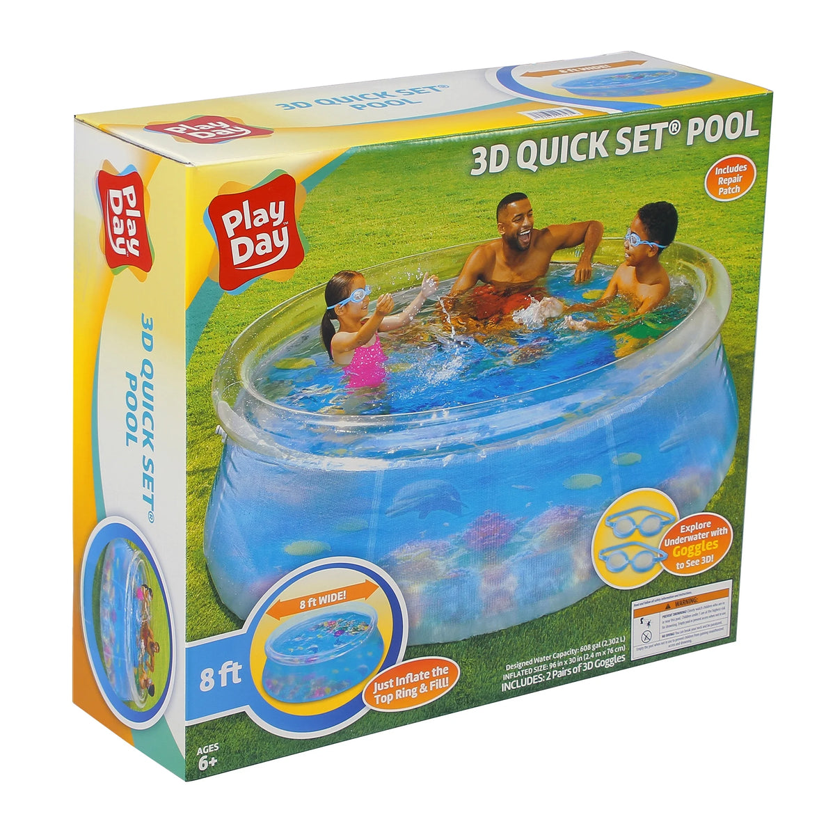 8-Foot Round 3D Transparent Quick Set Above Ground Pool E15321