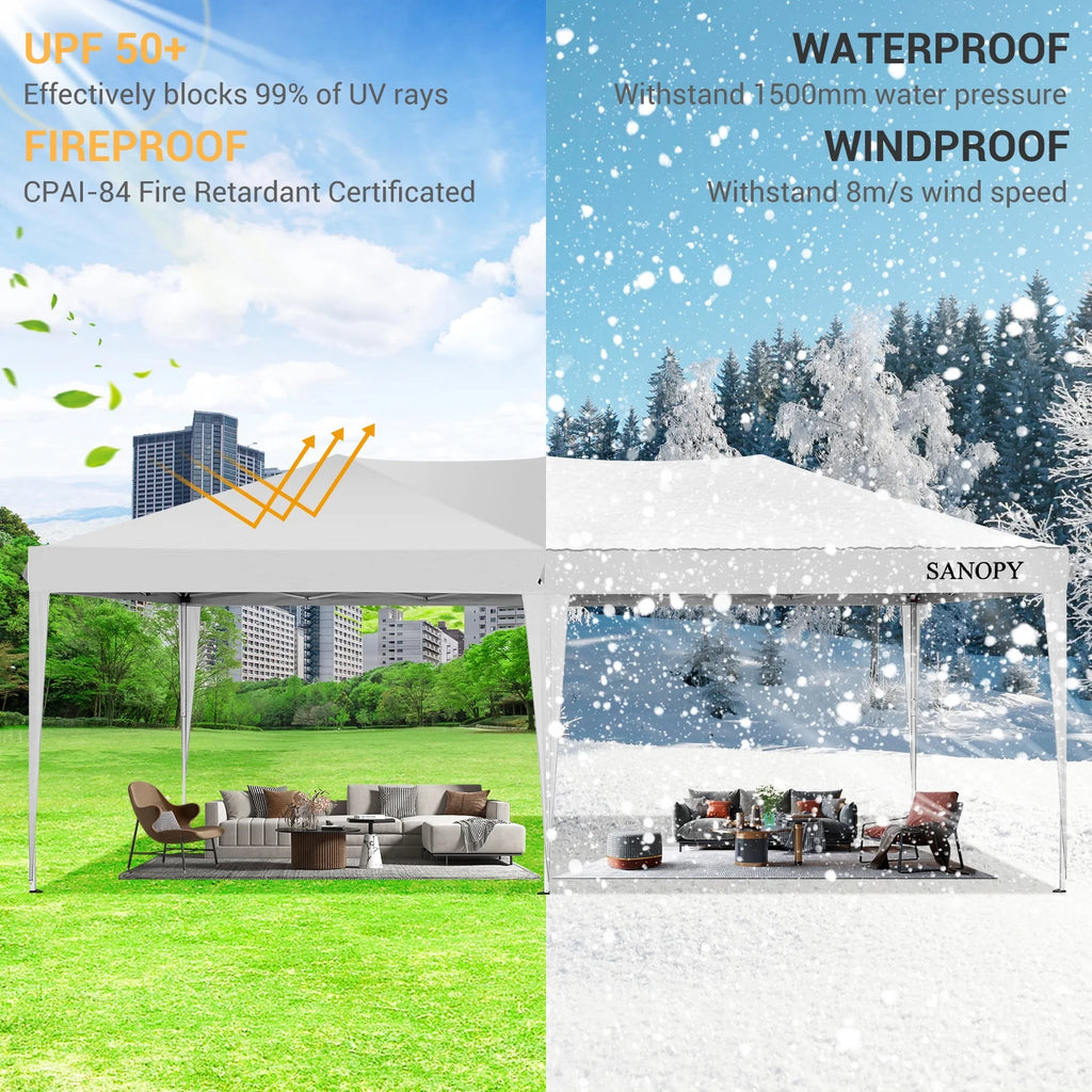 10' x 20' Pop Up Canopy Tent with 6 Removable Sidewalls and Carry Bag, White K732