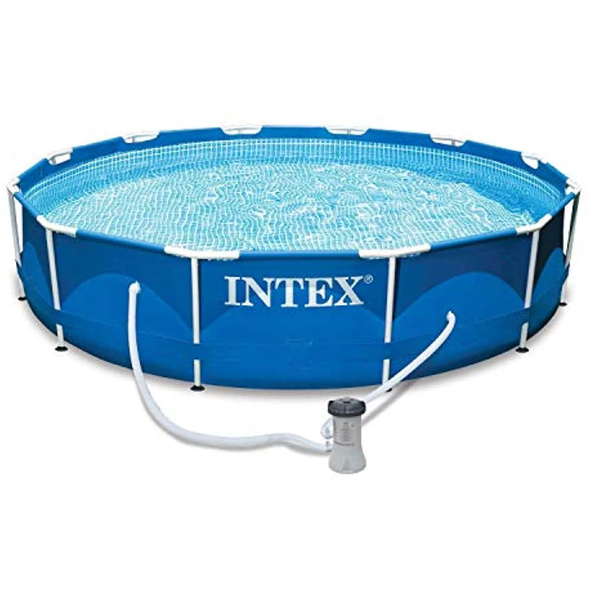 12 Ft x 30 Inches Metal Frame Above Ground Swimming Pool with Filter & Cover Y148418
