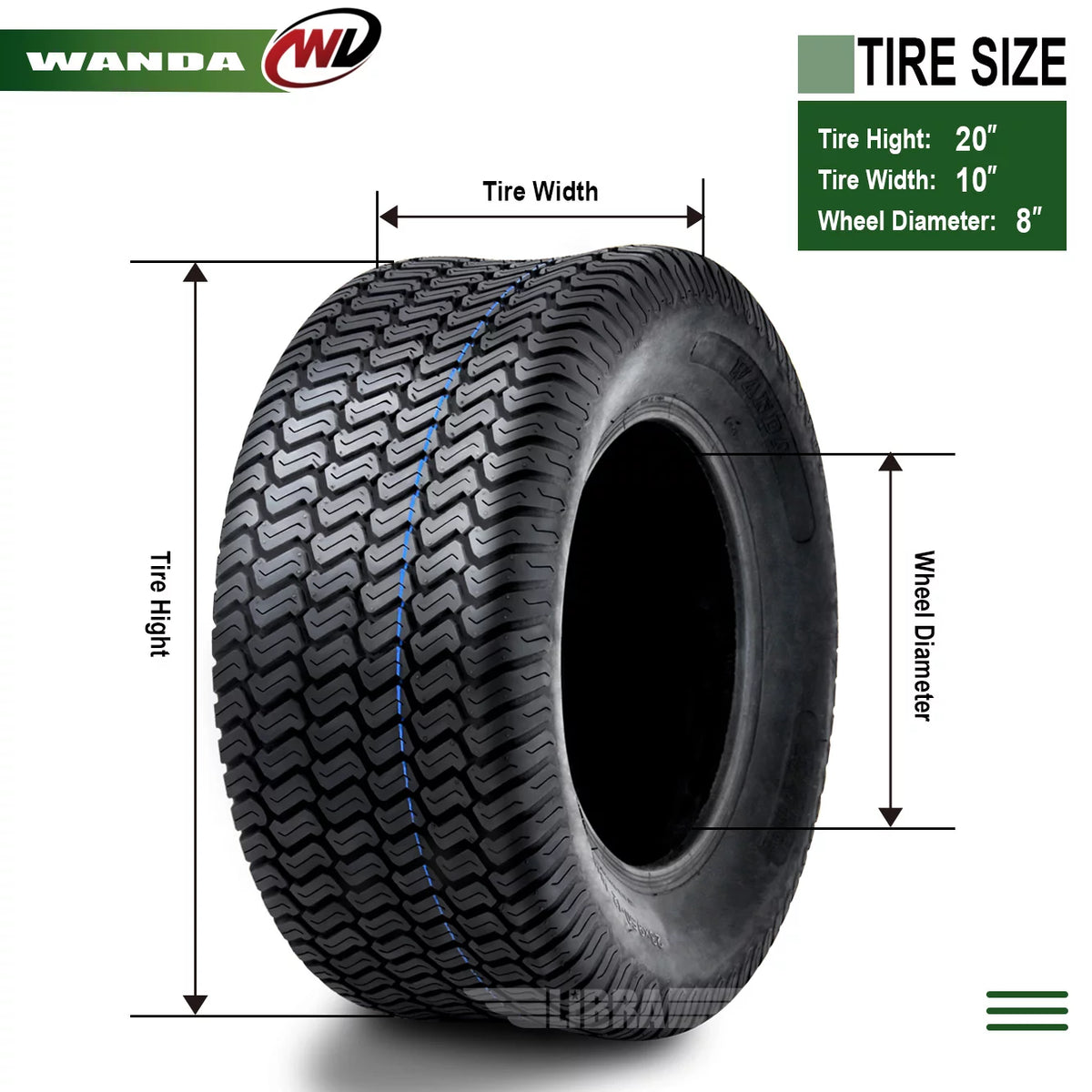 2 New 20x10-8 Lawn Mower Turf Tires B43039