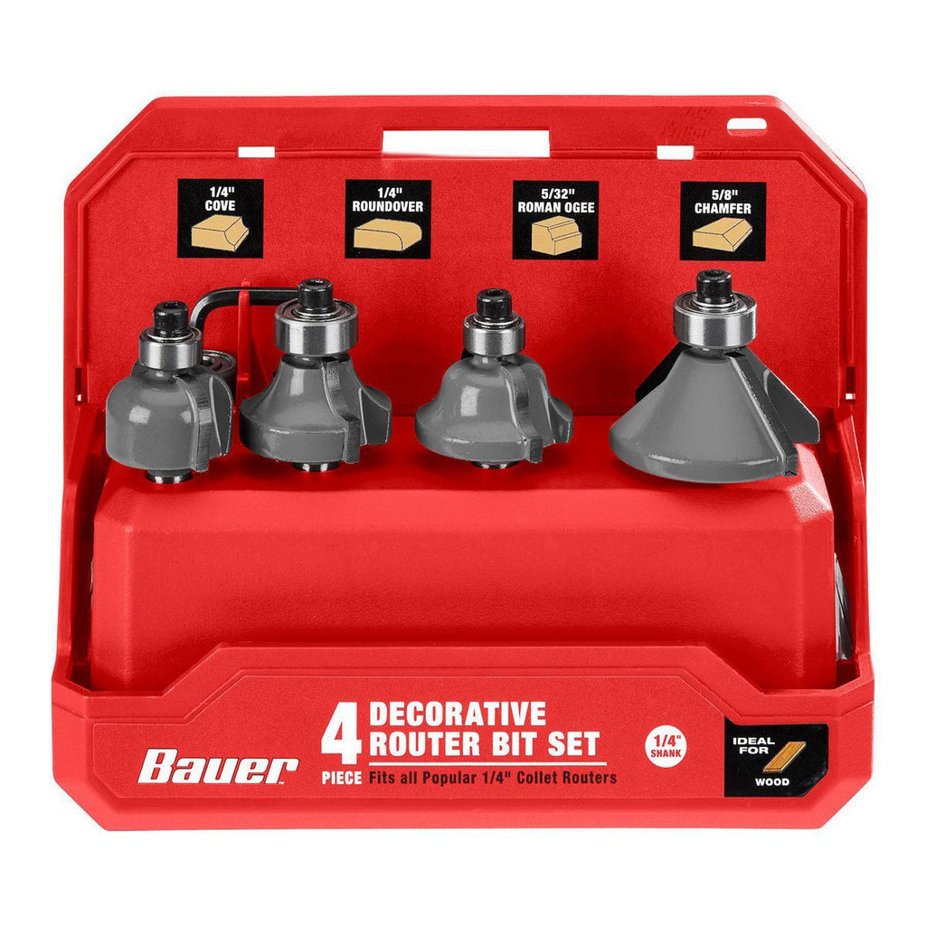 4-Piece Carbide Tip Router Bit Set L2565